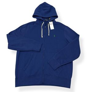 Polo Ralph Lauren Mens Full-Zip Hoodie Sweatshirt Blue Fleece Double Knit Large